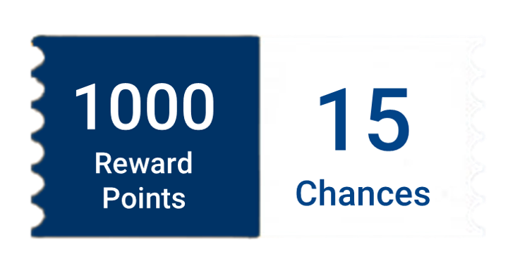 Redeem 1000 Reward Points and get 15 chances!