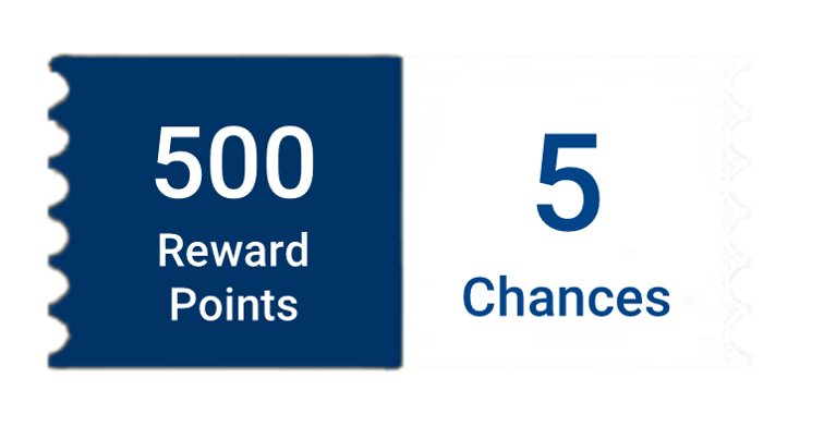 Redeem 500 Rewards Points and get 5 chances!