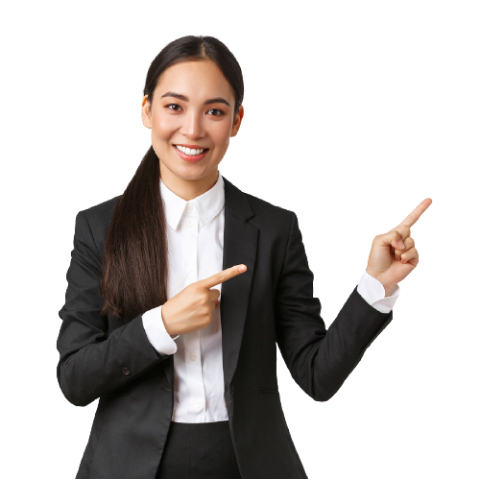 Person pointing at features