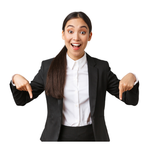 Person pointing at features