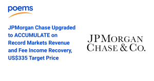JPMorgan Chase Upgraded to ACCUMULATE on Record Markets Revenue and Fee Income Recovery, US$335 Target Price
